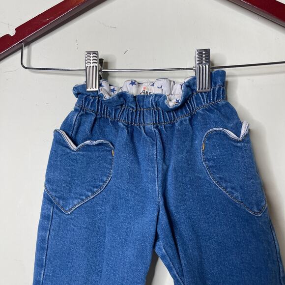 Mini Boden Heart Pocket Pull On Trousers Mid Vintage Denim Sz 3 - Picture 4 of 4